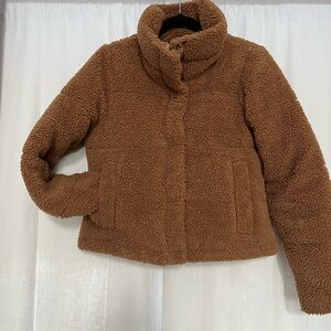Abercrombie & Fitch Tan Teddy Mini Puffer Jacket